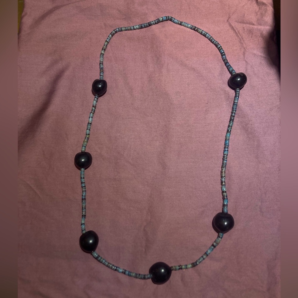 Blue Hawaiian Kukui nut necklace